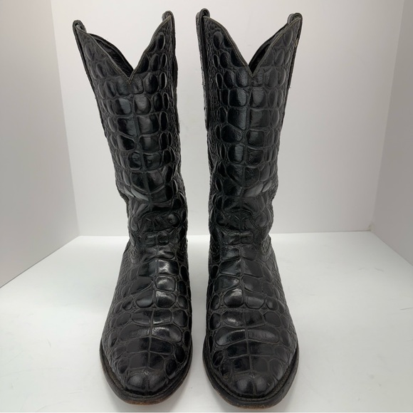 Veari Buitre size 9.5 Men’s Black Alligator Genuine Leather Cowboy Western Boots - Picture 2 of 15